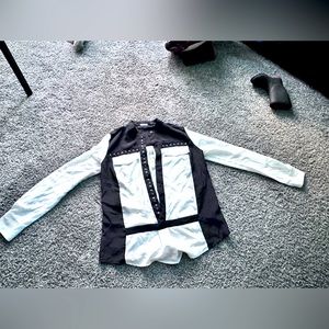 Allen b blouse black and white